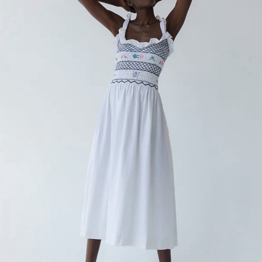 Tach Embroidered Linen Dress